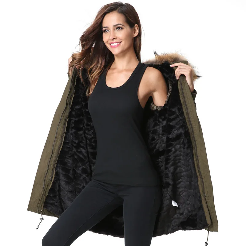 Зимняя куртка для женщин 2018 бренд большой натуральный мех енота воротник пальто