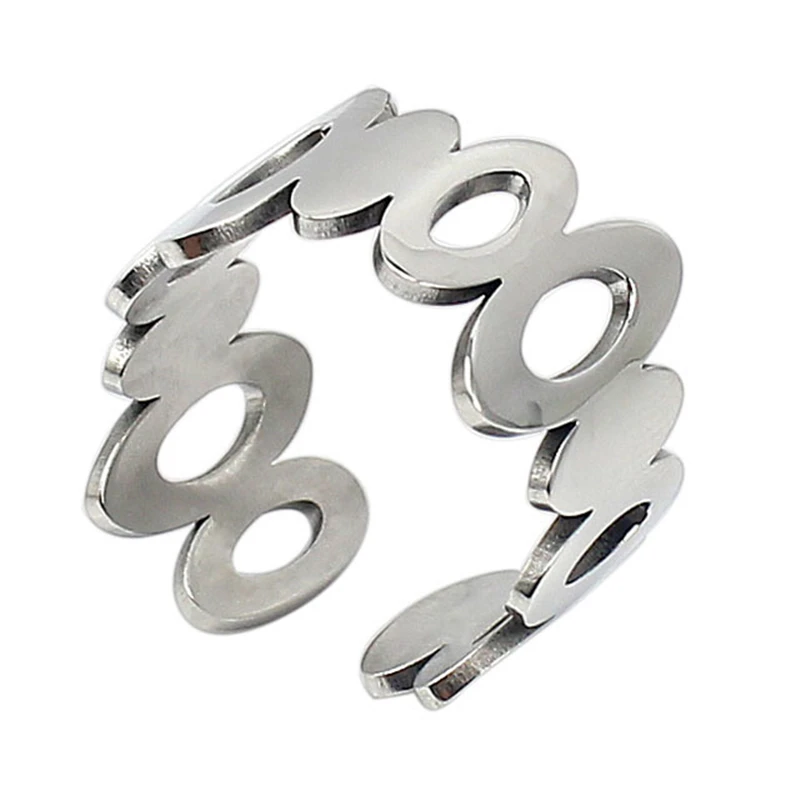 Женское и мужское кольцо-манжета серебристое кольцо с овальным отверстием