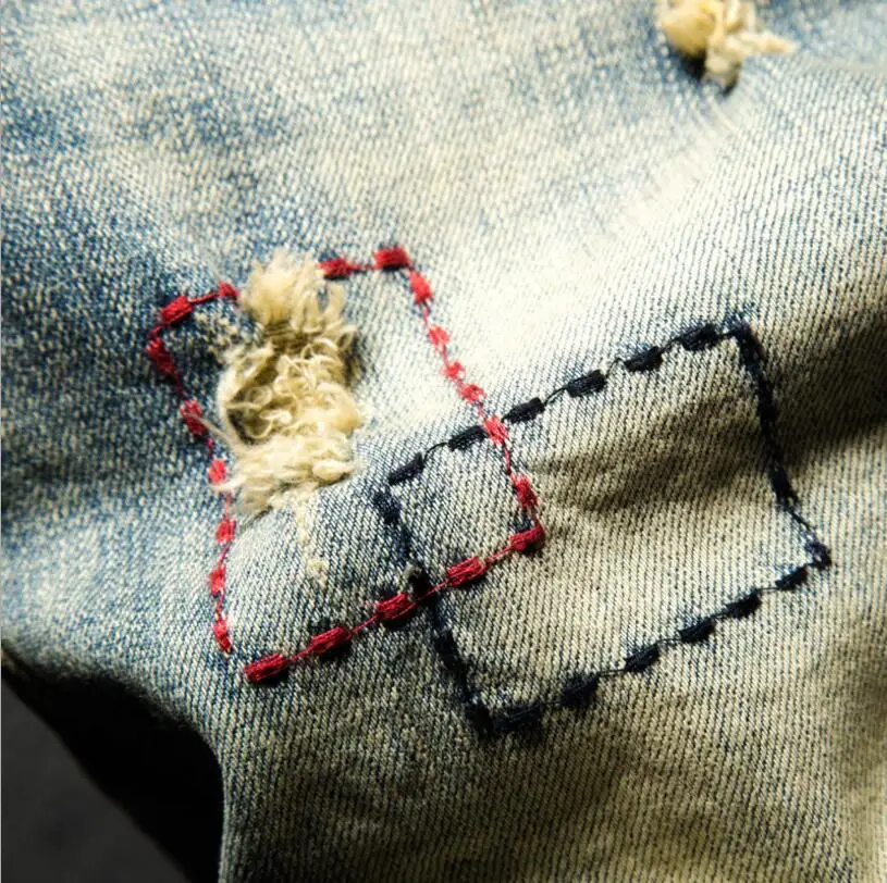 Шорты мужские джинсовые стрейчевые винтажные штаны из денима с дырками