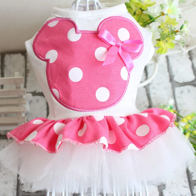 Spring Summer Sweet Princess Style Lovely Dog Dress Pet Vest Dot Cotton Soft Breathable Puppy Cat Skirt (XS-XL) 910A | Дом и сад
