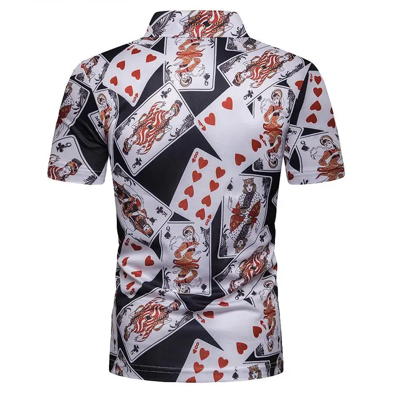 Men Polo Shirt Hawaiian Hip hop Summer Tops Playing card print Short sleeves Men's Clothing |