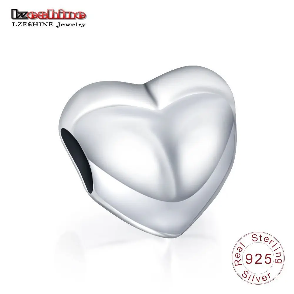 LZESHINE 100% подлинный 925 Серебряный в форме сердца Шарм Бусины Fit Pandora браслет