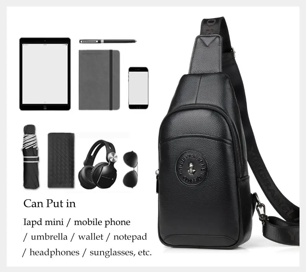 PURANI Fashion Men Chest Bag Genuine Leather Messenger Shoulder Bag Men Travel High Quality Sling Chest Pack Real Leather Bags
