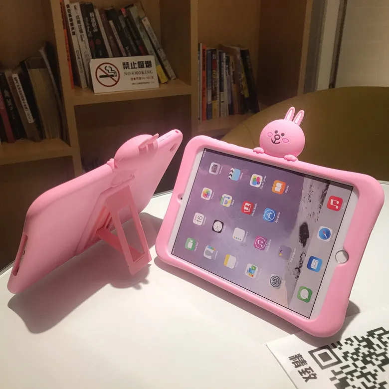 Мягкий силиконовый чехол для IPad 2/3/4 5 6 Mini 1 2 3 4 милый розовый чехол-подставка с кроликом для IPad 9,7 Pro 9,7 Air 2 Funda