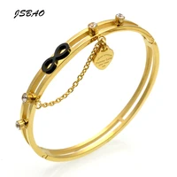 jsbao new luxury brand jewelry love bangle heart charm bracelet black infinity women bracelets bangles pulsera