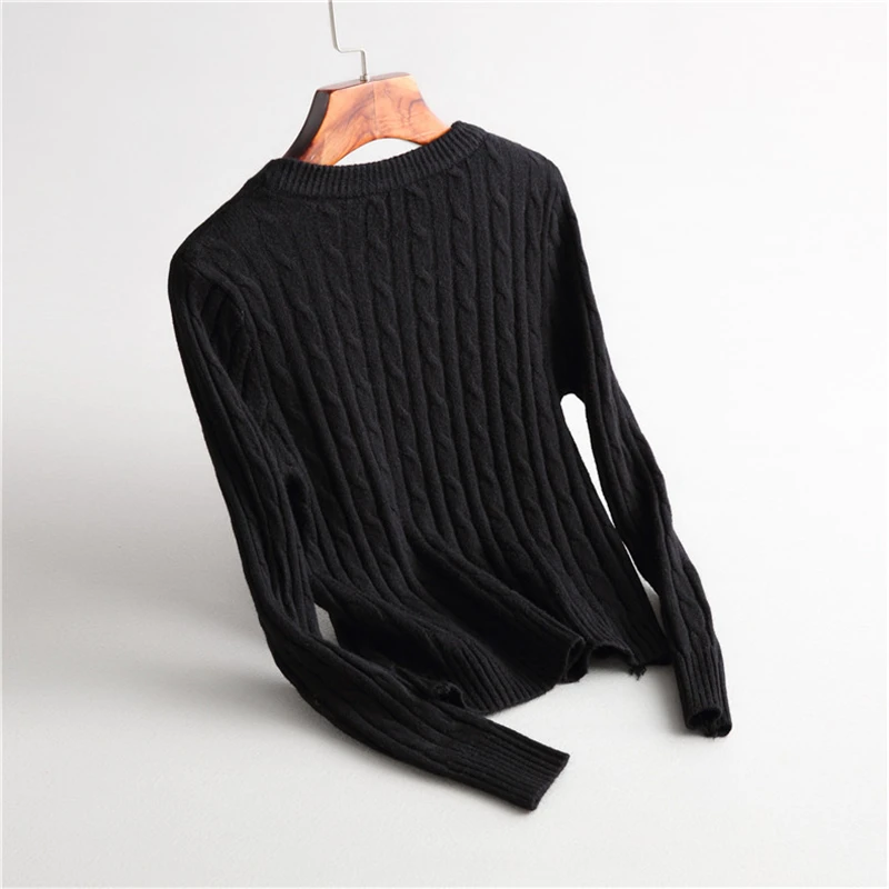 Fincati Women Sweater 2018 Spring Vintage Classic Twist Knit Solid Colors Long Sleeves Casual Tops Winter Warm Knitted Pullover | Женская