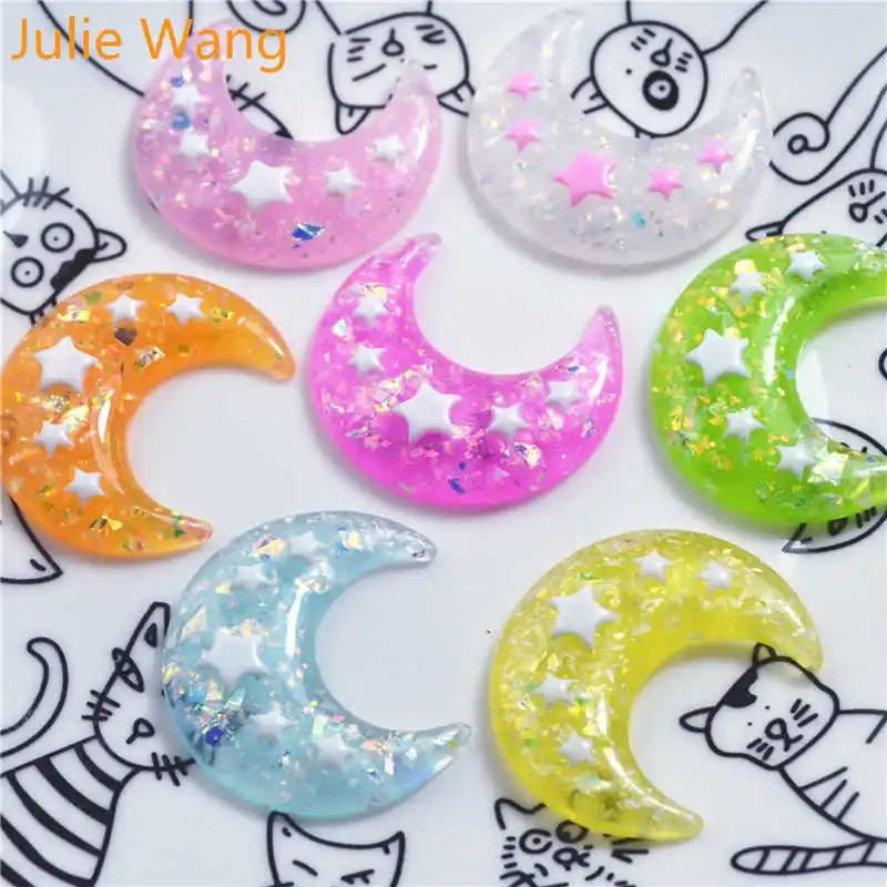 Julie Wang 10 шт. полимерные микс Луна Подвески Crescent Slime Star Подвески для изготовления ювелирных изделий Аксессуары домашний декор стола реквизит