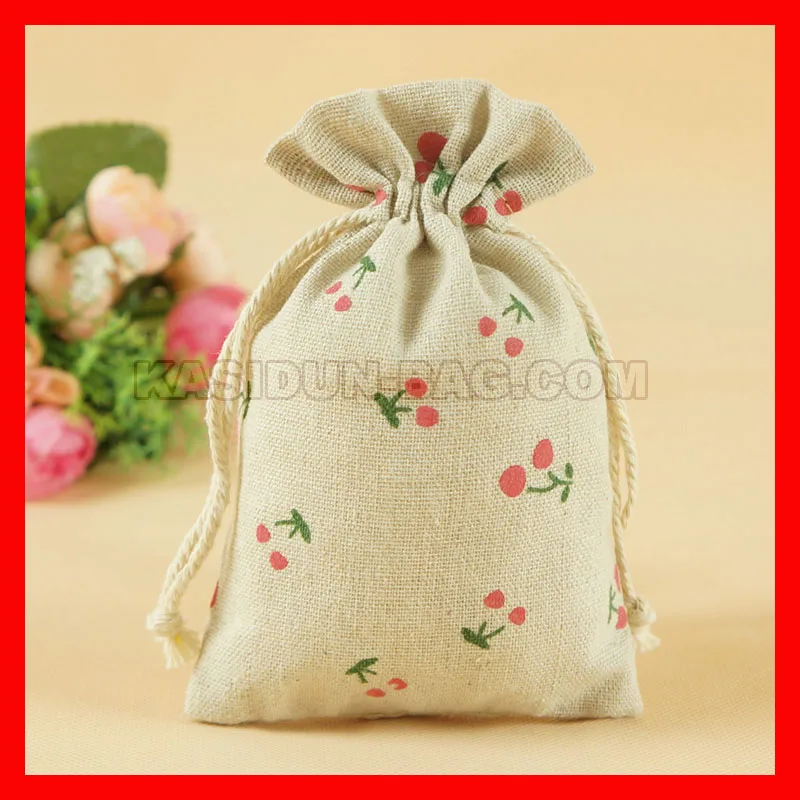 100pieces/lot small drawstring linen cotton fabric cloth bag