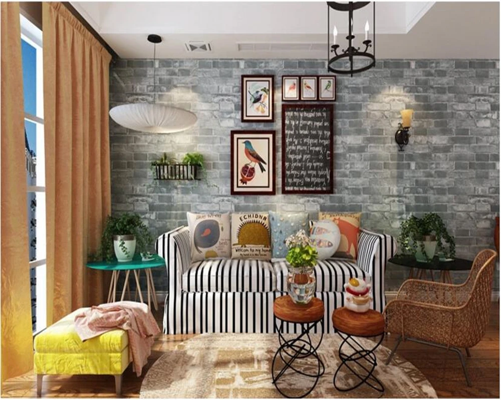 

beibehang papel de parede Gray retro three-dimensional imitation brick 3d wallpaper PVC classic Chinese living room background