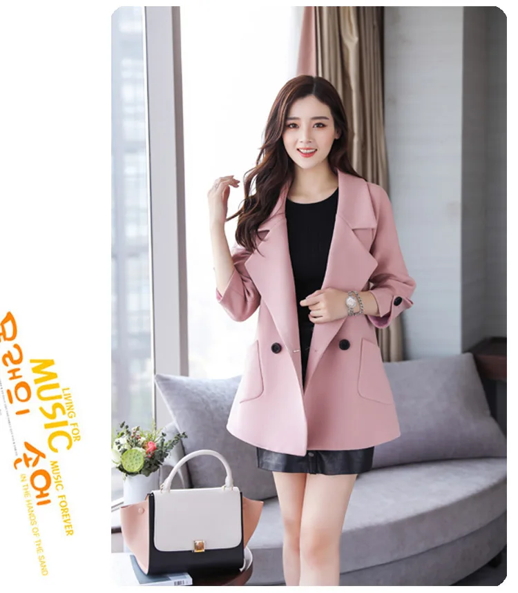 Новинка осени 2018 повседневный костюм куртка женский летний длинный Ms. small