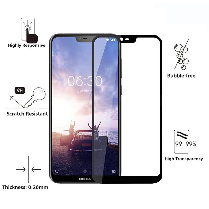 2 шт Закаленное стекло пленка для Nokia 6 1 Plus X6 2018 9H полное покрытие экрана Премиум