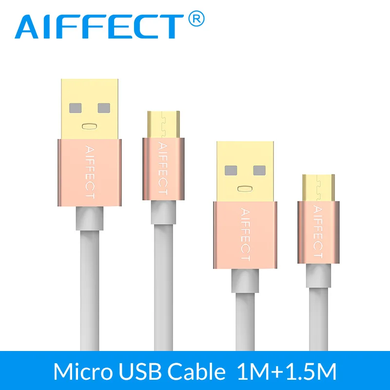 Rose Gold AIFFECT 2 шт. 1Mx1 1.5Mx1 Micro USB кабель USB 5 В 3A кабель быстрой зарядки для samsung htc sony huawei Xiaomi LG Android телефон - Цвет: Rose Gold