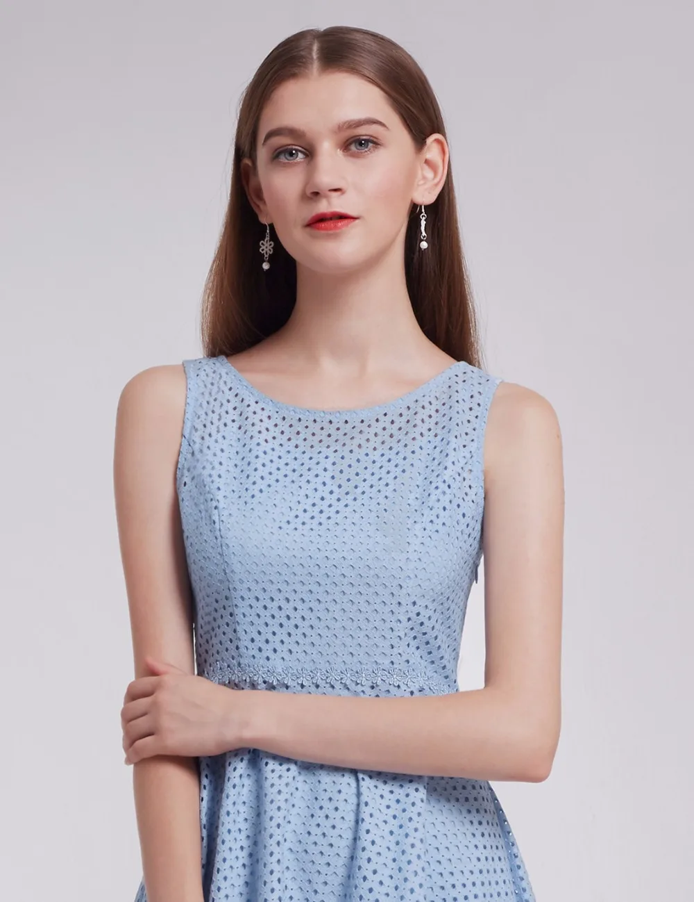 Короткие вечерние платье для выпускного вечера Ever Pretty AS05504 Новая мода Круглый вырез без рукавов Простые платья для выпускного вечера выше колена