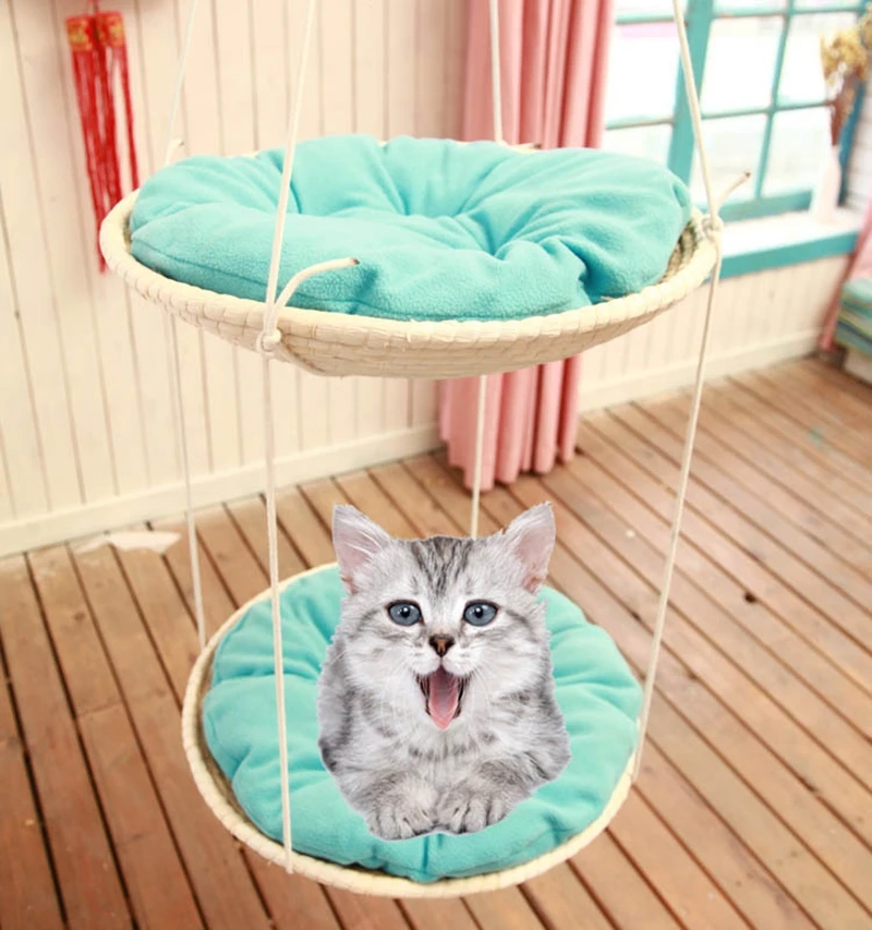 Домашняя кошка Pet кровать лист кукурузы пшеничной соломы подвесной гамак