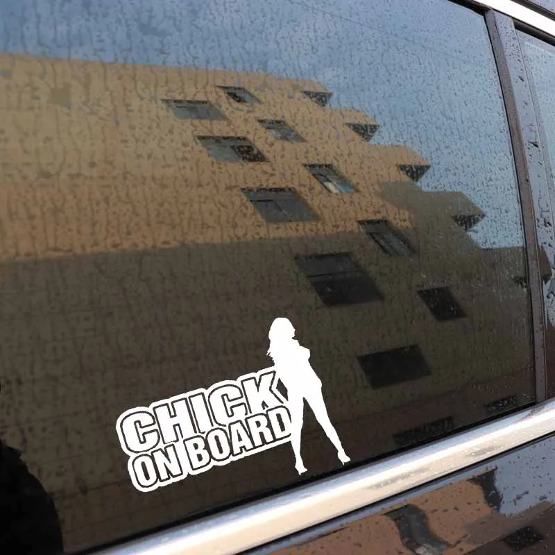 YJZT 15CM*11.1CM CHICK ON BOARD Hot Babe Car Vinyl Decal Sticker Black/Silver C10-00802 | Автомобили и мотоциклы