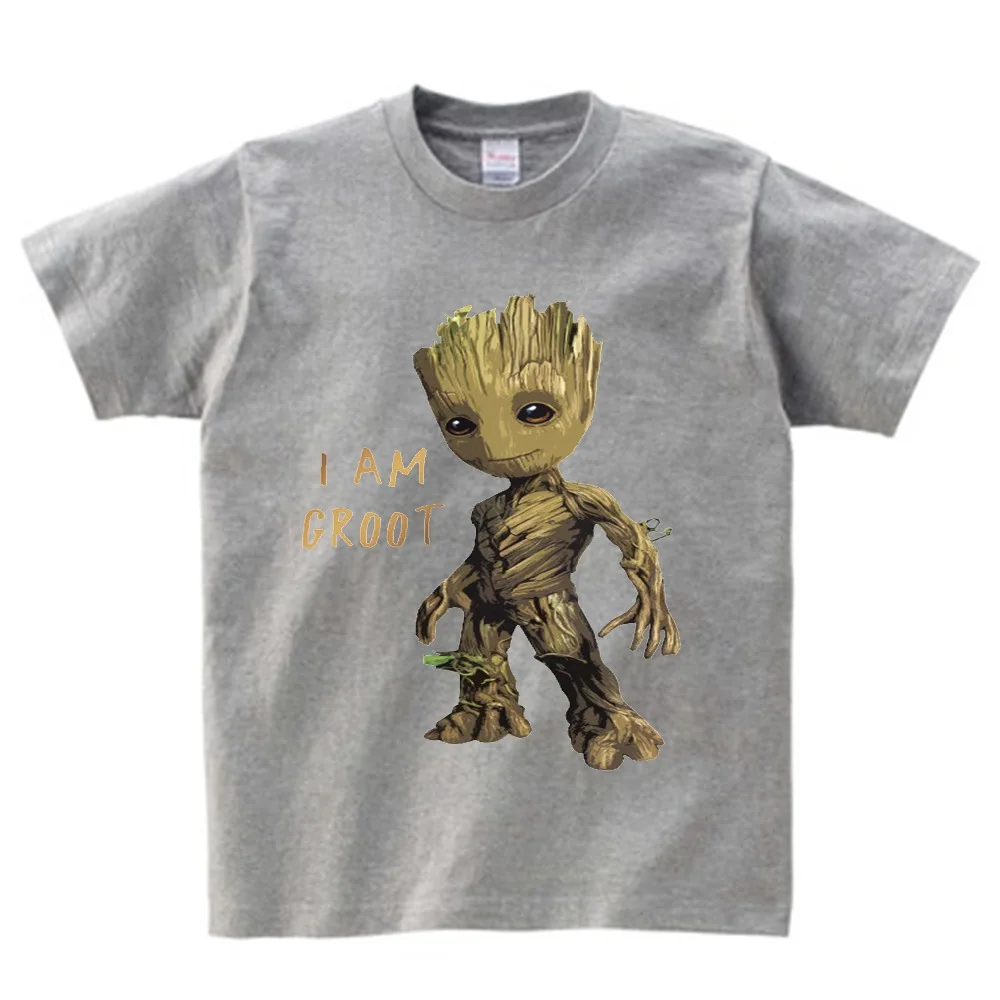 Детская футболка с надписью «Baby I Am Groot» для детей, летние футболки с короткими рукавами, топы, одежда Детские Забавные футболки костюм для От 3 до 9 лет Топ для мальчиков и девочек