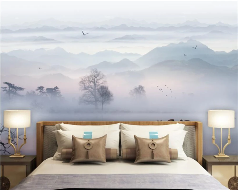 

Beibehang Custom Wallpaper Luxury Atmosphere Artistic Ink Landscape New Chinese TV Sofa Background Wall 3d wallpaper papel pared
