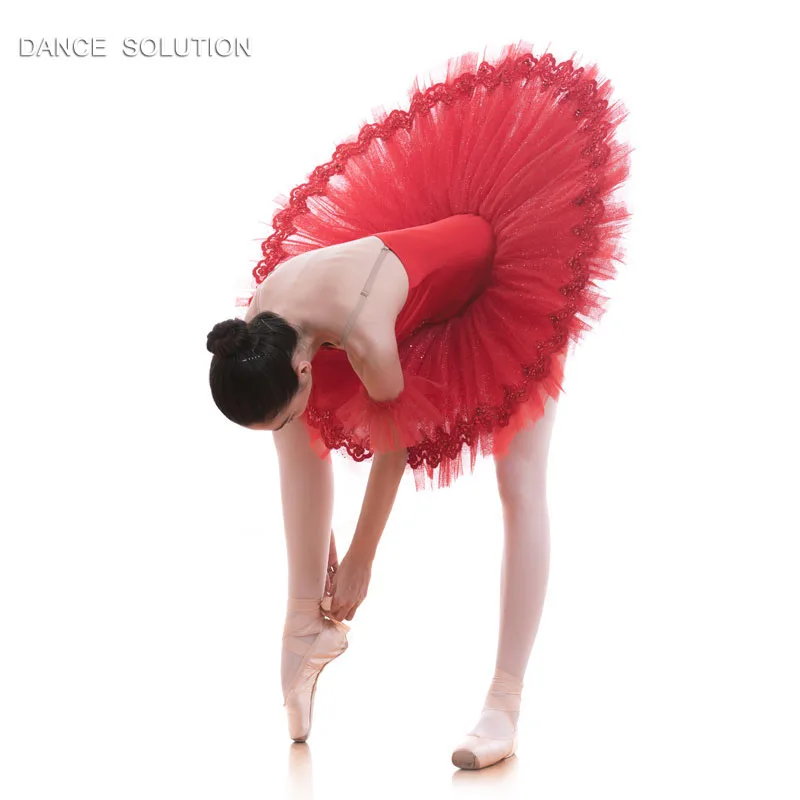 Red Spandex Bodice Pre-professional Ballet Tutu Pancake Dance Costumes Stage Performance Dress for Girl and Woman BLL050 | Тематическая