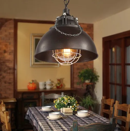 Kopen Amerikaanse Loft Ijzer Glas Retro LED Hanglamp Armaturen Industriële Vintage Verlichting Voor Living Eetkamer Bar Opknoping Lamp