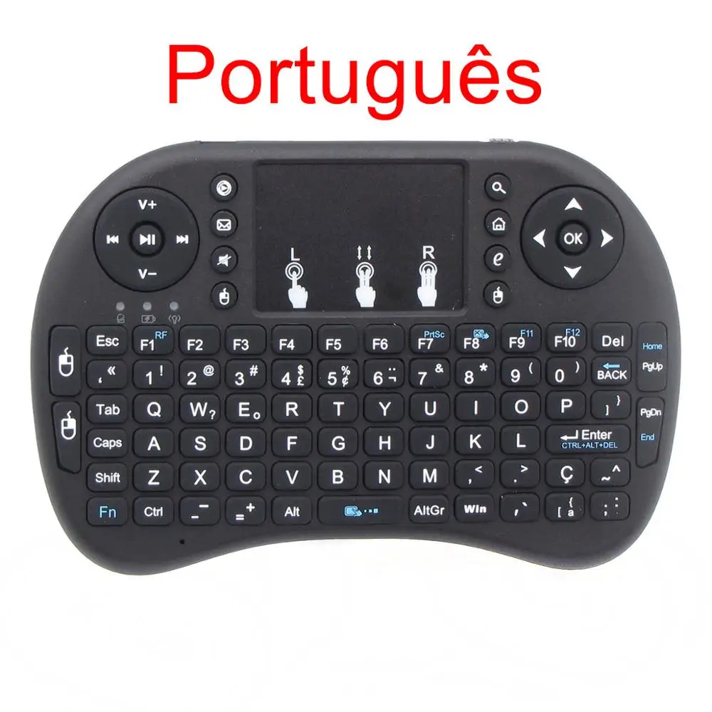 Portuguese layout Английский/русский/испанский/португальский/французский язык 2,4 г Raspberry PI 3 Беспроводная клавиатура Air mouse Touchpad для tv BOX Tablet PC - Цвет: Portuguese layout