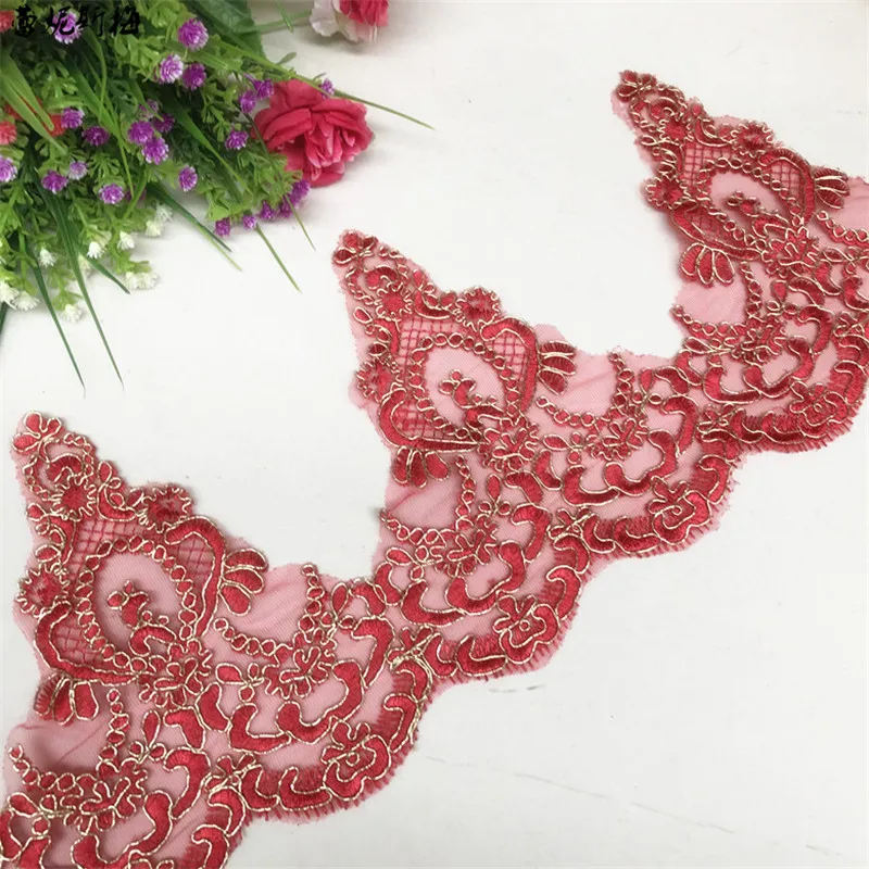 Изящный золотой шнур 1 ярд контур красного бордового цветка Венецианская модель