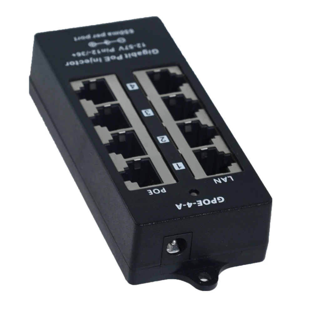 4 портовый гигабитный Инжектор Power over Ethernet PoE для устройств 802.3af или пассивного