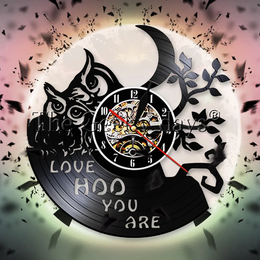 Настенные часы с виниловой пластиной и совами для детей|Настенные часы| |