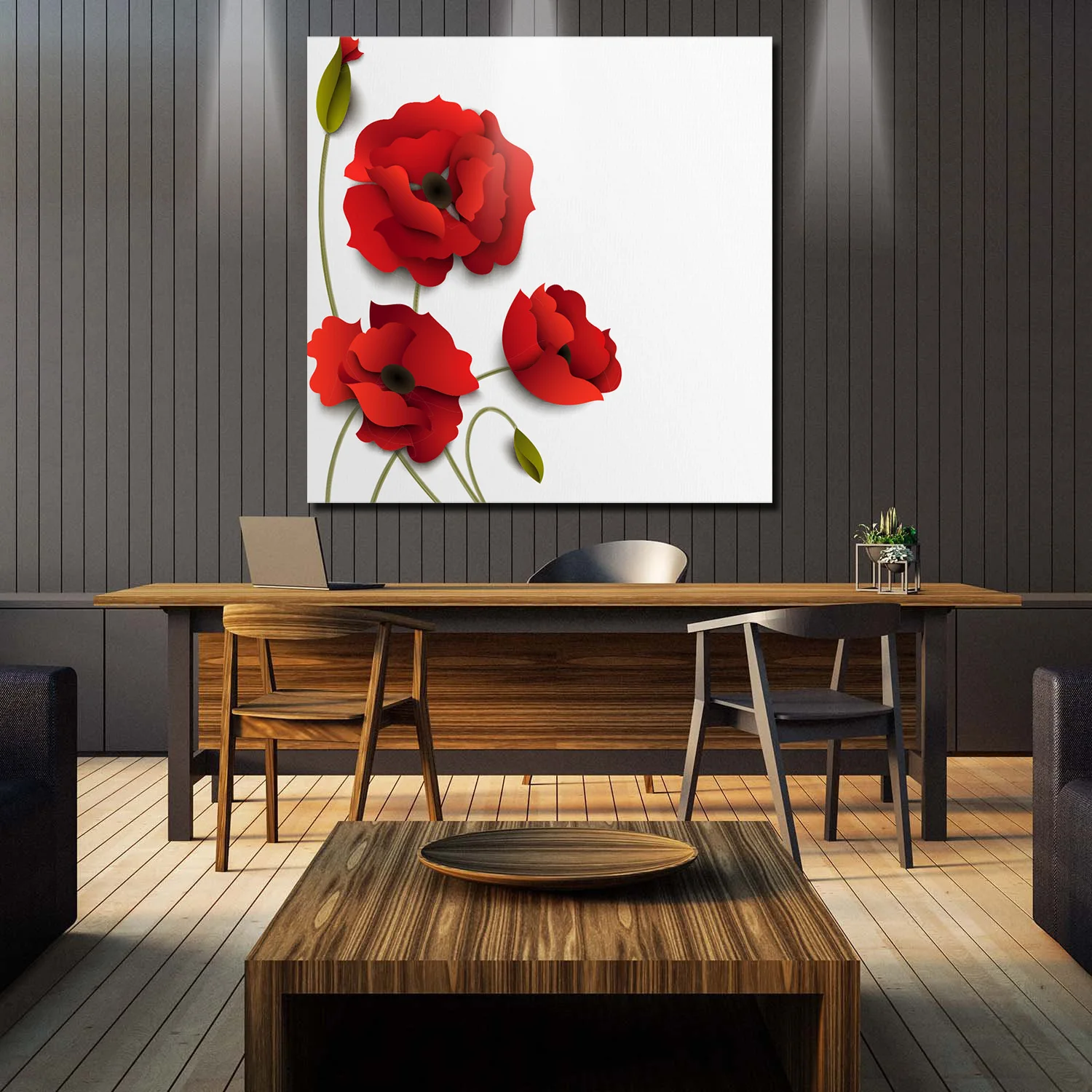 ArtStore красный цветок мака картина маслом настенная живопись под 50 черно белая