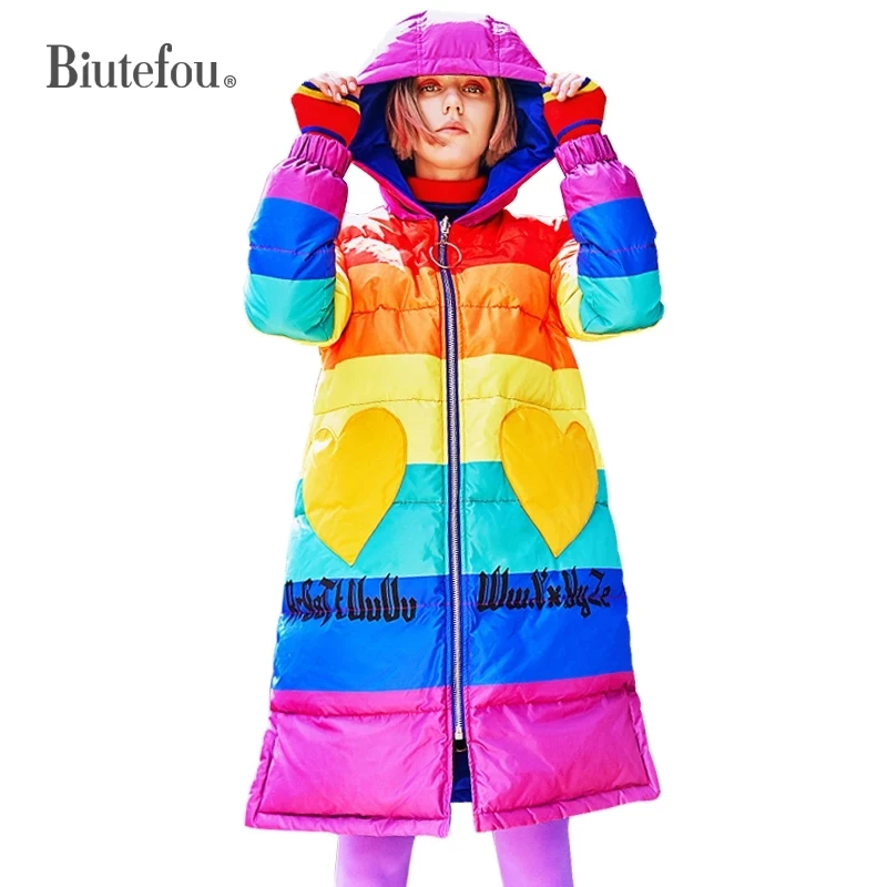 2019 зимние толстые белые пуховые Лоскутные пуховики женские модные цветные