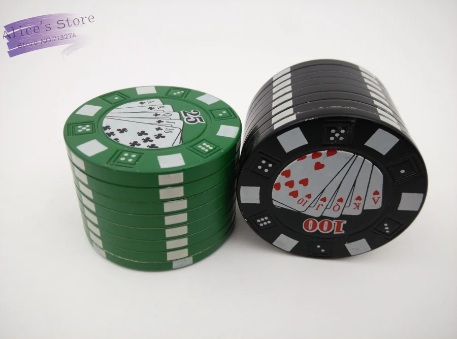 

Clearance Sales!New 1pcs aluminum poker chip 3-layer Tobacco Herb Grinder Grinders for smoking Pipe GR005