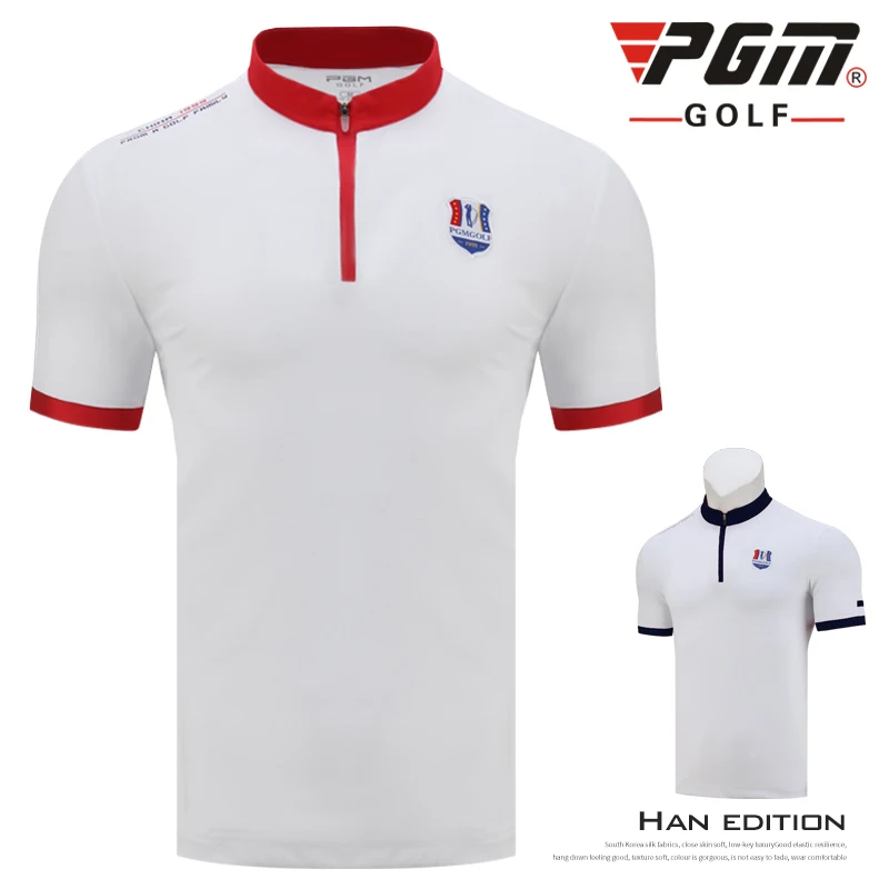 

PGM New Golf Mens Clothing Short-sleeved T-shirt Summer Game Ball Suit Functional Fabric Stand Collar Design Soft Comfortable