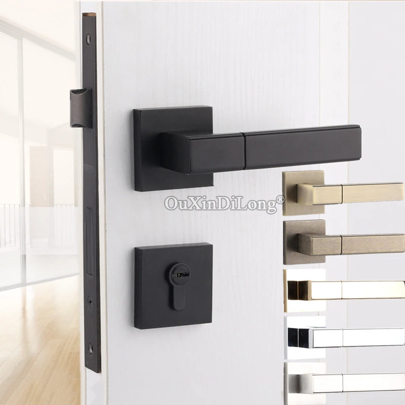 

Luxury European Mute Mortise Door Lock Set Interior Living Room Bedroom Bathroom Silent Split Door Lock Kit for 35~50mm Doors