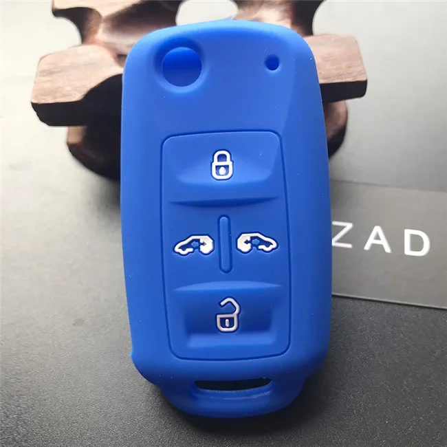 ZAD силиконовый чехол для ключей от машины для Volkswagen для VW Sharan Multivan T5 MVP 4 кнопки дистанционного управления автомобильные аксессуары оболочка держатель - Название цвета: blue