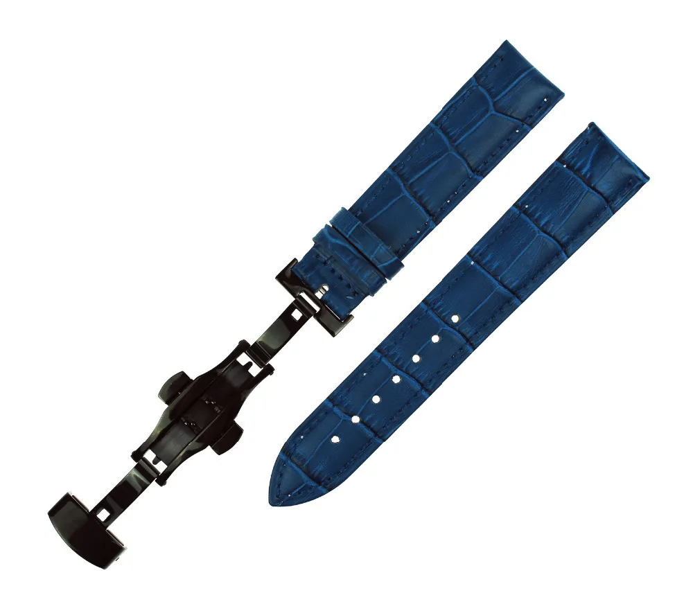 Синие наручные часы ремешок из крокодиловой кожи черный нажимная пряжка 12 мм 14 16