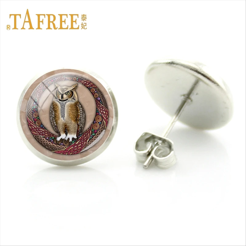 Женские сувенирные серьги гвоздики TAFREE с изображением милой совы Мультяшные