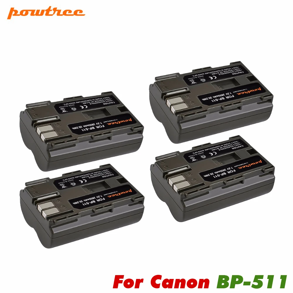 Аккумулятор Powtree 4x2800 мАч для фотоаппаратов Canon EOS 40D 300D 5D 20D 30D 50D 10D D60 G6 аккумулятор