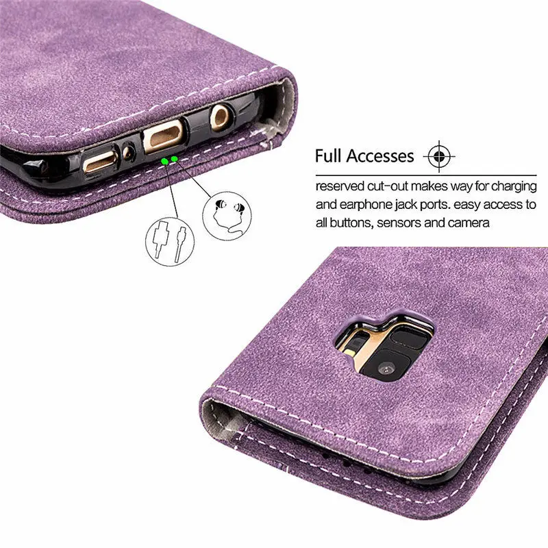 Кожаная сумка для samsung S10, S10e, S9, S8 plus, S7, Note 10, 9, 8, чехол-кошелек, матовая откидная крышка для iPhone 11 Pro, XS Max, X, XR, 7, 6s