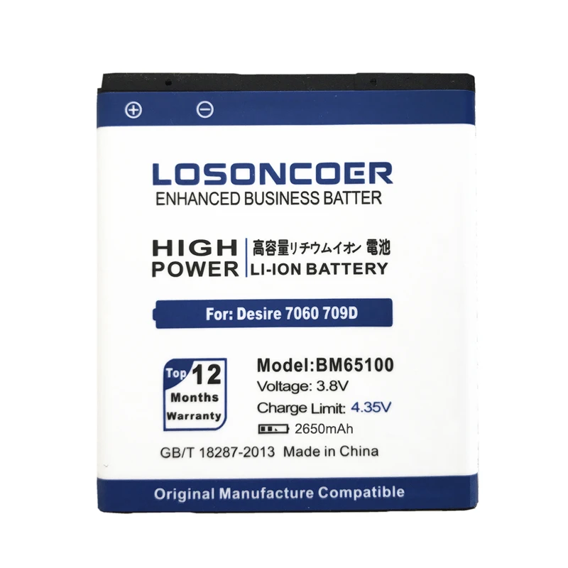LOSONCOER 2650mAh BM65100 для HTC Desire 601 501 510 619D Зара 700 7060 6160 7088 E1 603e батарея|batteries batteries|battery for