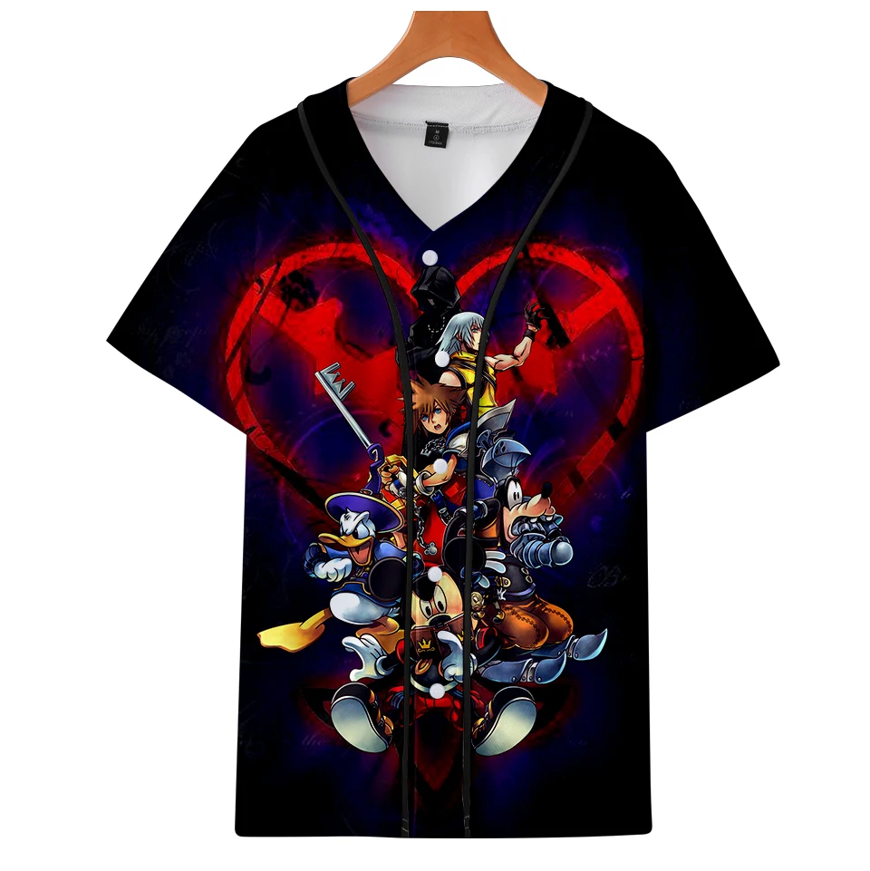 Лидер продаж нижняя рубашка kingdom hearts осенняя бейсбольная с коротким рукавом