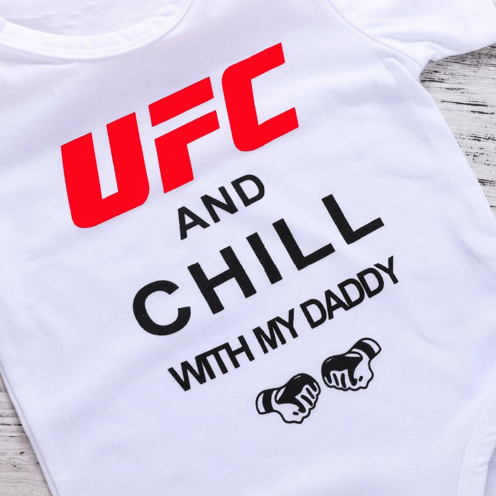 Боди для новорожденных UFC Chill с надписью «Мой папа», боди для малышей, забавный комбинезон с короткими рукавами, летняя одежда для маленьких мальчиков и девочек