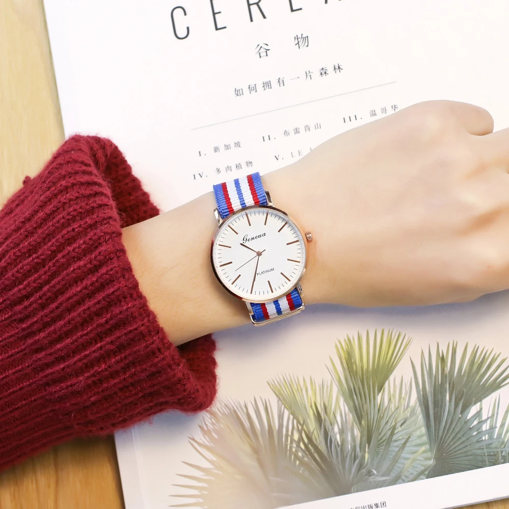 Простой стиль ультратонкие модные наручные часы для женщин Пряжка круглый