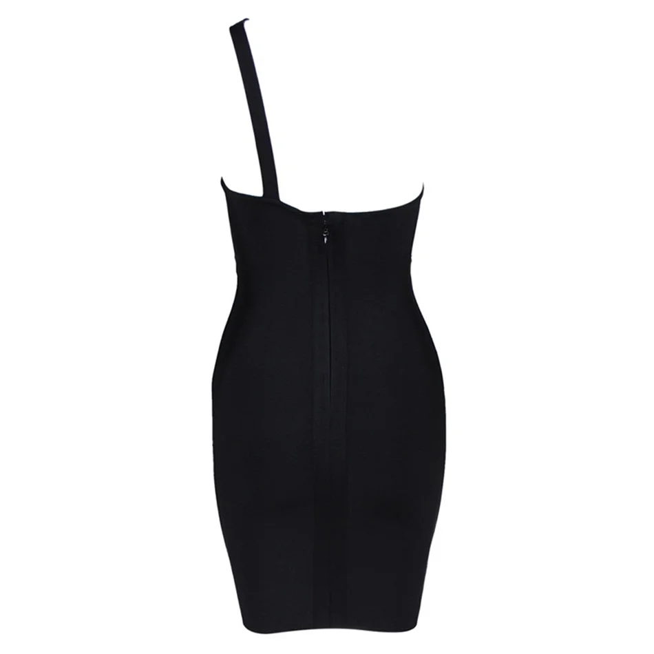 Женственное черное Бандажное мини платье на одно плечо с вырезами|Женские
