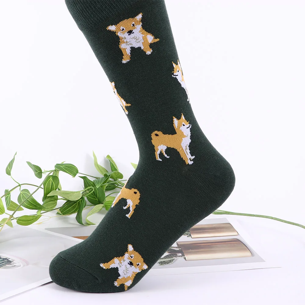 1 пара женских носков из чесаного хлопка с милыми рисунками из мультфильмов, женские забавные повседневные носки с изображением Сиба ину собаки корги, милые повседневные носки с рисунками животных, новинка