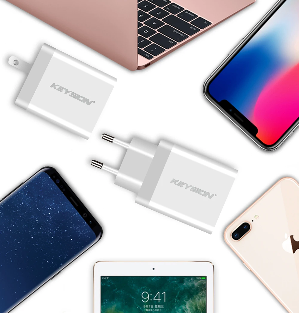 Keysion 30 Вт USB PD Зарядное устройство быстро Зарядное устройство Тип c Мощность 2 Порты Путешествия стены быстрое Зарядные устройства для iPhone X 8 8 плюс MacBook EU/US