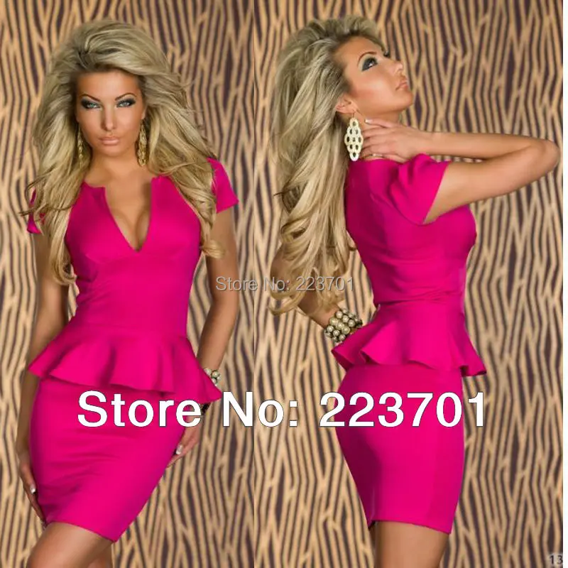 6 Colors M L XL Lowest Price Pencil Formal Office Lady Work Dresses U neck OL Peplum Dress LC2774 | Женская одежда