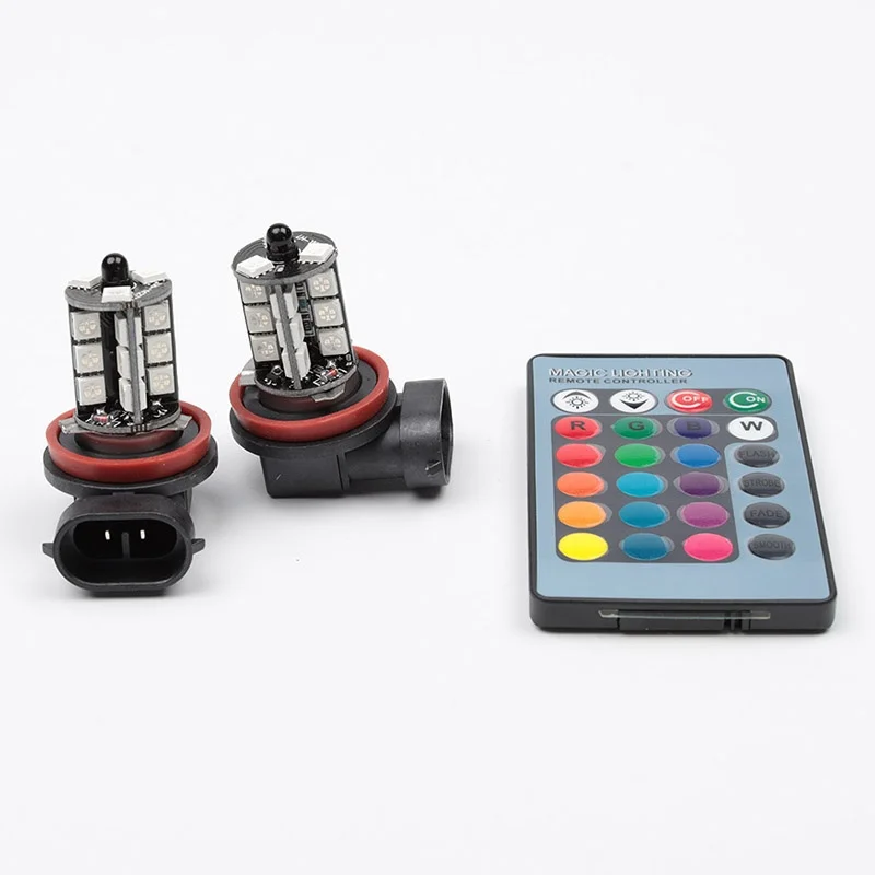 Светодиодная лампа 27SMD Blub 2x5050 RGB 9005/9006/H11/H7 автомобильная фара заднего хода