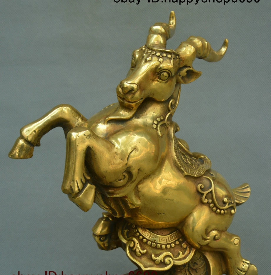Китайская статуя фэн шуй из чистой латуни 12 знаков зодиака овечка коза Россия yi