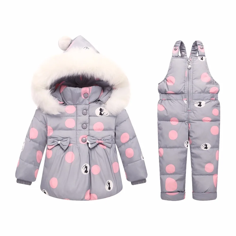 2018 Fashion baby Winter Down Sets Kids Ski Suit floral Overalls Baby Girls Coat Warm Snowsuits Jackets+ bib pants 2pcs |