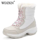 Женские зимние ботинки WDZKN 2021, зимние теплые ботинки на толстой платформе, водонепроницаемые ботильоны для женщин, обувь из хлопка на толстом меху