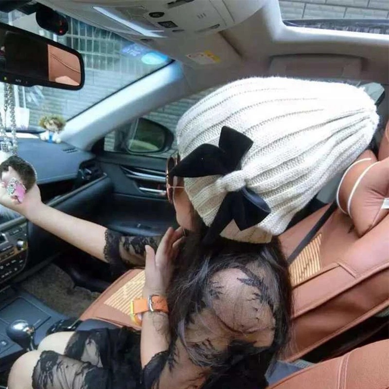 Winter Hat Kids Baby Bowknot Girls Pompon Warm Children Casual Solid Color Kid Knitted Cap For Boys | Детская одежда и обувь